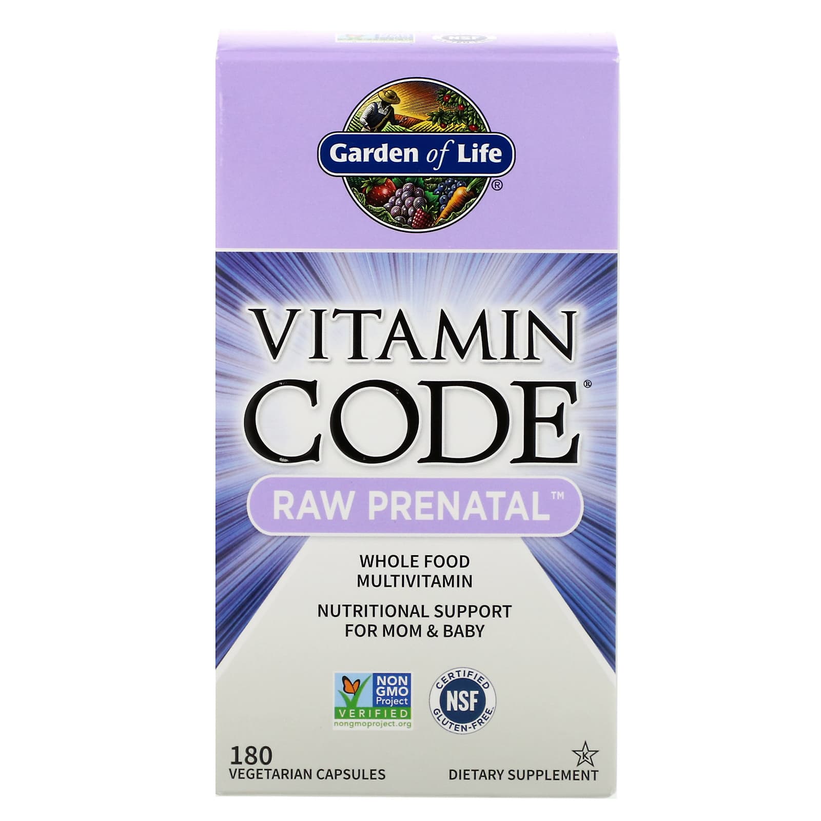 Garden of Life, Vitamin Code RAW Prenatal, 180 Vegetarian Capsules UPC 658010115902 | HiLife Vitamins